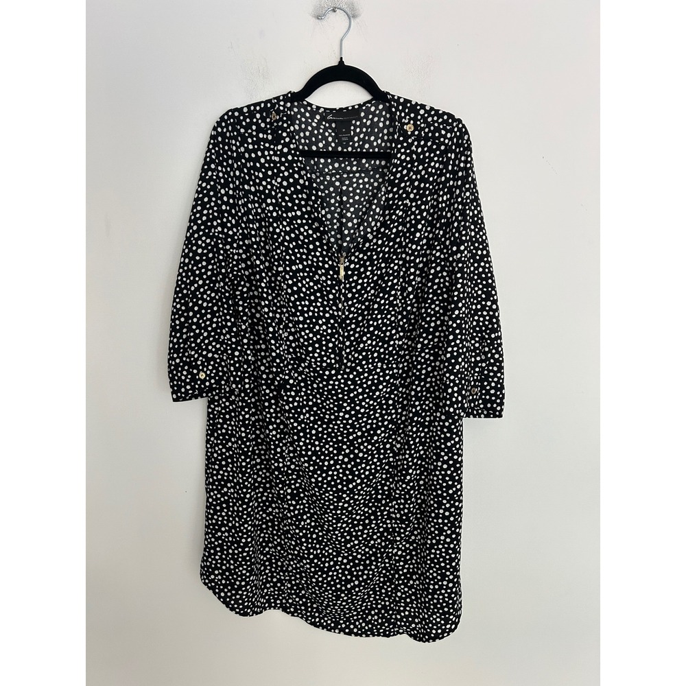 Lane Bryant Womens Black White Polka Dot Half Zip Shift Dress Plus Size 20